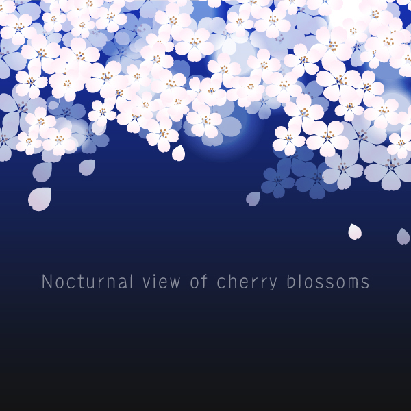 春 Nocturnal View Of Cherry Blossoms 夜桜 フリーイラスト素材
