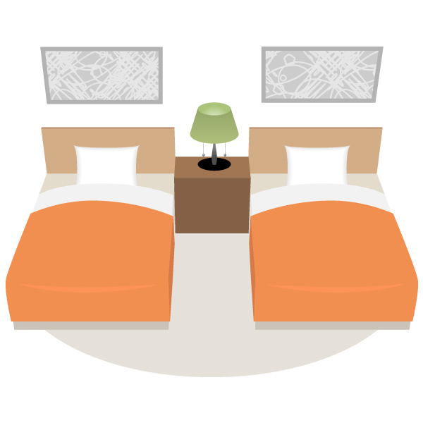 ホテル ビジネスホテル ツインルーム オレンジバージョン フリーイラスト素材 趣味で作ったイラストを配るサイト