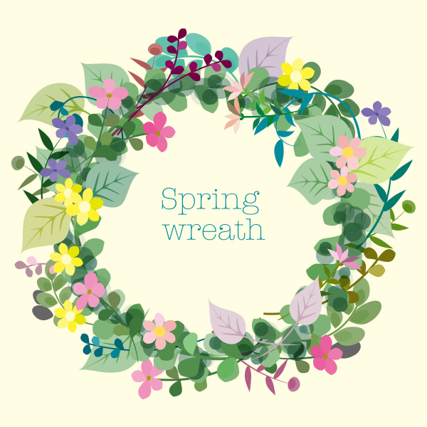 春 Spring Wreath お花のリース フリーイラスト素材 趣味で作ったイラストを配るサイト