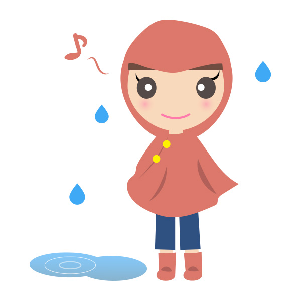 梅雨 カッパ姿の女の子 フリーイラスト素材 趣味で作ったイラストを配るサイト