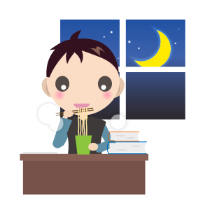 受験勉強 勉強 夜食を食べる 男の子 フリーイラスト素材 趣味で作ったイラストを配るサイト