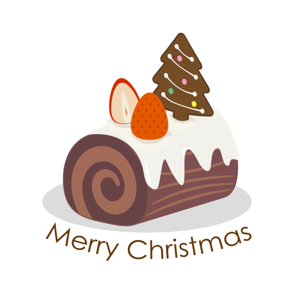 洋菓子 クリスマスケーキ01ブッシュドノエル フリーイラスト素材 趣味で作ったイラストを配るサイト