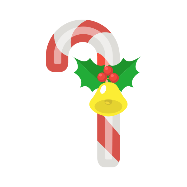 クリスマス：クリスマスオーナメント杖＿ 赤 | フリーイラスト素材